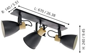 Eglo 99076 - Bodové svietidlo COSWARTH 3xE27/40W/230V