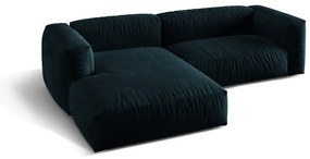 Tmavomodrá zamatová modulárna rohová pohovka (ľavý roh/s leňoškou) Martina – Micadoni