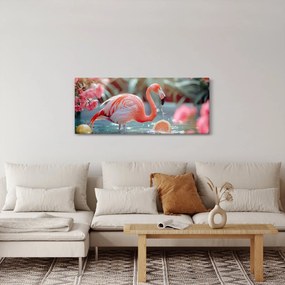 Obraz - Plameniak v jazierku (120x50 cm)