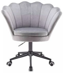 LuxuryForm DESIGN Kreslo FREY VELUR na čiernej podstave s kolieskami - svetlo šedé