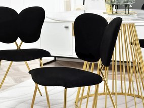 Dizajnová jedálenská stolička FLYN čierna + zlaté nohy