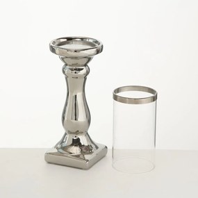 BOLTZE Sklenený svietnik Maseru, 9x36 cm, strieborná