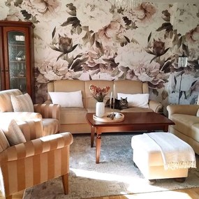 Tapeta bielej a ružovej pivonky 280x100 cm