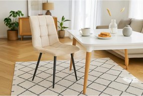 GARDEN LINE Moderná prešívaná zamatová stolička Farba: čierna