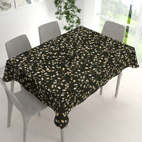 Biante Bavlnený obdĺžnikový obrus Sandra SA-722 Vetvičky s lístkami na tmavo zelenom 140x160 cm