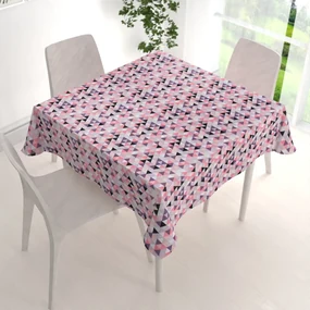Biante Bavlnený štvorcový obrus Sandra SA-330 Ružovo-fialovo-čierne trojuholníčky 140x140 cm