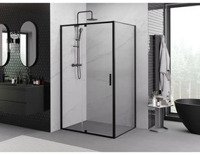 Mexen Exo, sprchovací kút s krídlovými dverami 140 x 70 cm, 6mm číre sklo, čierny profil, 819-140-070-70-00