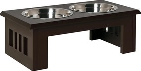 PawHut Zdvihnutá Miska pre Psov s 2 Miskami – 2 x 2000ml Nerezové Misky – Stanica na Kŕmenie pre Psy a Mačky Espresso | Aosom