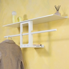 Biely oceľový nástenný vešiak s poličkou 100 cm Luno Small – Spinder Design