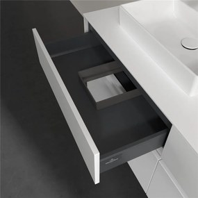 VILLEROY &amp; BOCH Collaro závesná skrinka pod dve umývadlá na dosku, 4 zásuvky, 1400 x 500 x 548 mm, White Matt, C07600MS