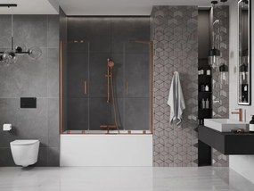 Mexen Velar Duo, 2-krídlová posuvná vaňová zástena 160 x 150 cm, 8mm číre sklo, ružové zlato profil, 896-160-000-02-60