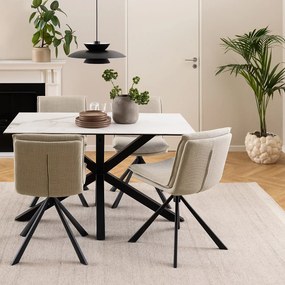 Jedálenský stôl Heaven 135 cm biely mramor/čierny