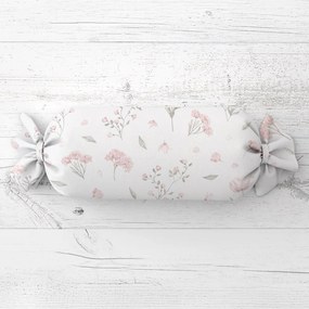 Biante Vankúš valec bonbon Sandra SA-741 Ružové jarné kvety na bielom 15x60 cm