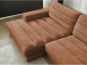 Oranžová zamatová rohová pohovka (ľavý roh/s leňoškou) Sierra – Bobochic Paris