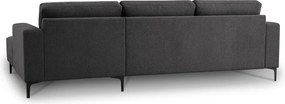 Antracitová ženilková rohová pohovka (pravý roh/s leňoškou) Fabian – Scandic