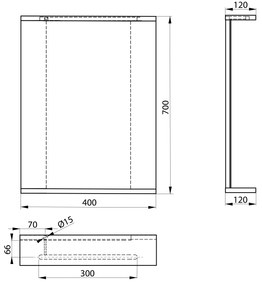 Aqualine, KORIN zrkadlo s LED osvetlením 40x70x12cm, KO345S