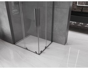 Mexen Velar L Duo, sprchový kút s posuvnými dverami 100 x 90 cm, 8mm číre sklo, grafit brúsený, 871-100-090-02-03-66