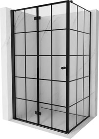 Mexen Mist-F T, 1-krídlový skladací sprchový kút ľavý 110 x 75 cm, čierna mriežka, čierny - 8A6T-110-075-70-77-L
