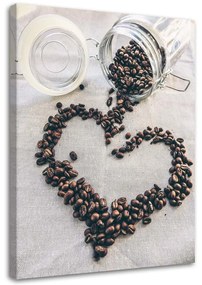Obraz na plátně Káva Heart Bean - 80x120 cm