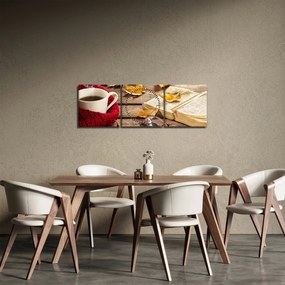 Obraz - Jesenná šálka čaju (s hodinami) (90x30 cm)