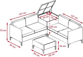 Rohová ratanová záhradná súprava Catini KALEA - hnedá/béžová