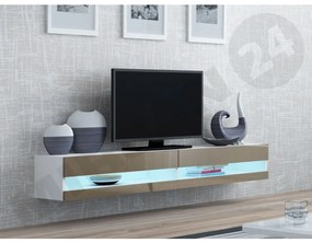 TV skrinka Zigo New 180, Osvetlenie: osvetlenie LED modré, Farby: biela / biely lesk