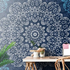 Tapeta modrá Mandala s abstraktným vzorom - 375x250