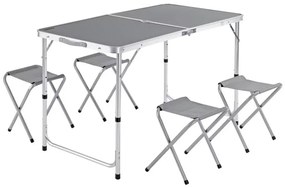 InternetovaZahrada Kempingový set 5-dielny - sivý