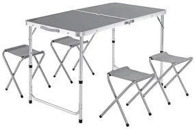 InternetovaZahrada Kempingový set 5-dielny - sivý