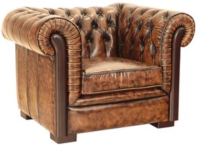 furniture-nabytek.cz - Pohovka jednomístná Chesterfield Tiffy z pravé hovězí kůže Whisky