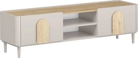 TV skrinka Amilio 170 cm na nožičkách - kašmír / olejovaný dub / úchytky svetlý dub