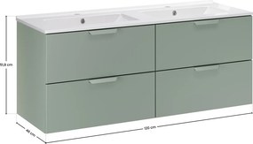 Závesná skrinka Aster Lava so zápustnými umývadlami 120 cm zelená/biela