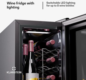 Klarstein Shiraz 8 Uno, vertikálna chladnička na víno, 8 fliaš, 8 - 18 °C, dotykové ovládanie