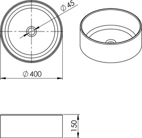 Sapho Sapho, Keramické umývadlo na dosku, priemer 40cm, biela, FB48150
