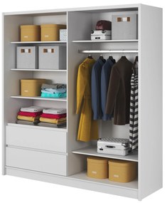 Šatní skříň Sara III 204 cm bílá