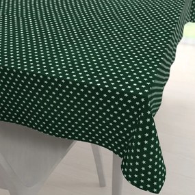 Biante Bavlnený obdĺžnikový obrus Sandra SA-350 Biele hviezdičky na tmavo zelenom 100x160 cm