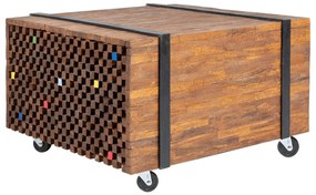 Bočný stolík, teakové drevo, 60x60x38 cm