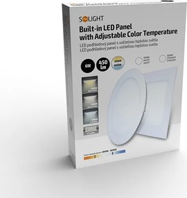 LED mini panel CCT, podhľadový, 6W, 450lm, 3000K, 4000K, 6000K, štvorcový