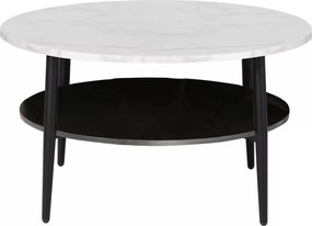 Konferenčný stolík Ella 80 cm biely mramor/čierny