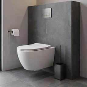 Rea B110, voľne stojaca WC kefa s kovovou nádobkou, 39 cm, grafitová, REA-08871