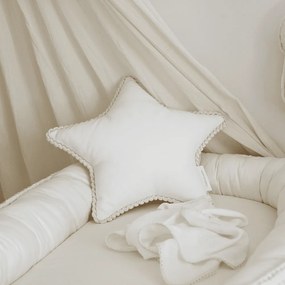 Mini Boho vankúš hviezda s bublinkami vanilka 38 cm