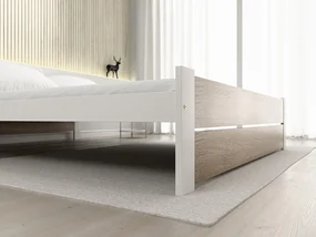 Posteľ IKAROS DOUBLE 180 x 200 cm, biela/dub sonoma Rošt: S lamelovým roštom, Matrac: Matrac COCO MAXI 20 cm
