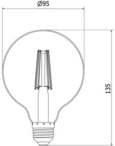 Mexen Vintis, LED žiarovka E27, G95, 8W, Teplá - 2700K, 1055 lm, číra - L157-E27-0827-00