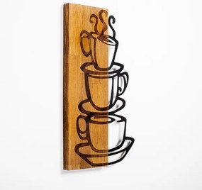 Nástenná dekorácia 58x34 cm šálka drevo/kov