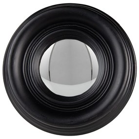 Nástenné vypuklé zrkadlo v čiernom ráme Beneoit – Ø 21*4 cm