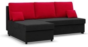 Rohová rozkladacia sedacia súprava DELI Čierna/červená