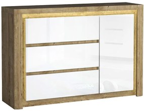 Komoda Livinio L15 Ribbeck/Biely lesk