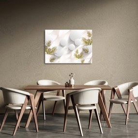 Sklenený obraz - 3D kruhy s kvetinami (70x50 cm)