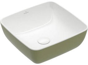 VILLEROY &amp; BOCH Artis štvorcové umývadlo na dosku bez otvoru, bez prepadu, 410 x 410 mm, Sage Green, 417841BCS8