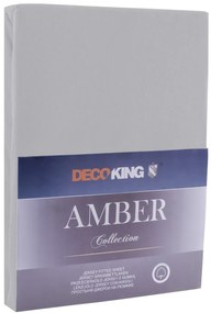 Bavlnené jersey prestieradlo s gumou DecoKing Amber oceľové